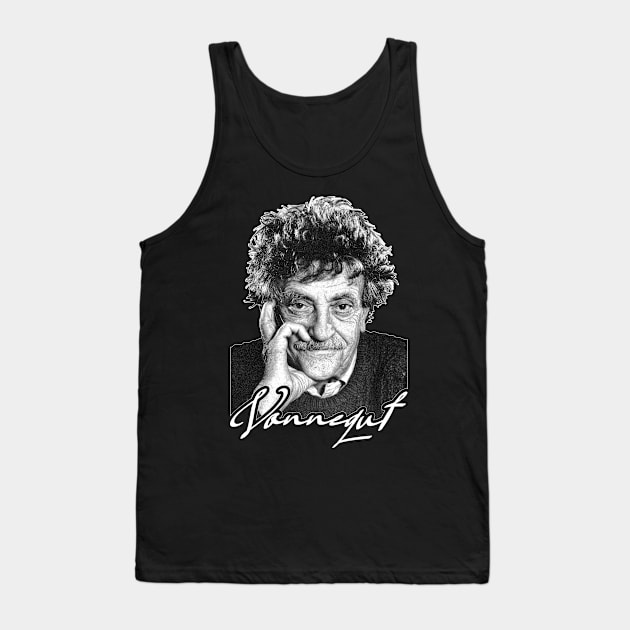 Vonnegut Black and White Tank Top by darklordpug